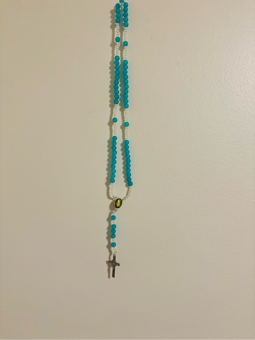 Turquoise Beaded Rosary Necklace - Women Jewelry